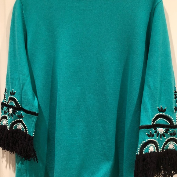 BOHO Bob Mackie Turquoise Green Top Size Small NWT - Picture 6 of 8